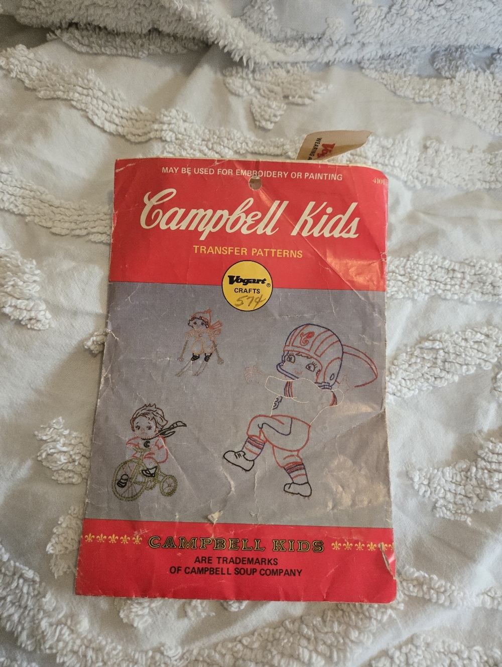 NOS Open Vogart Campbells Soup Campbell Kids Iron On Embroidery Paint Transfer